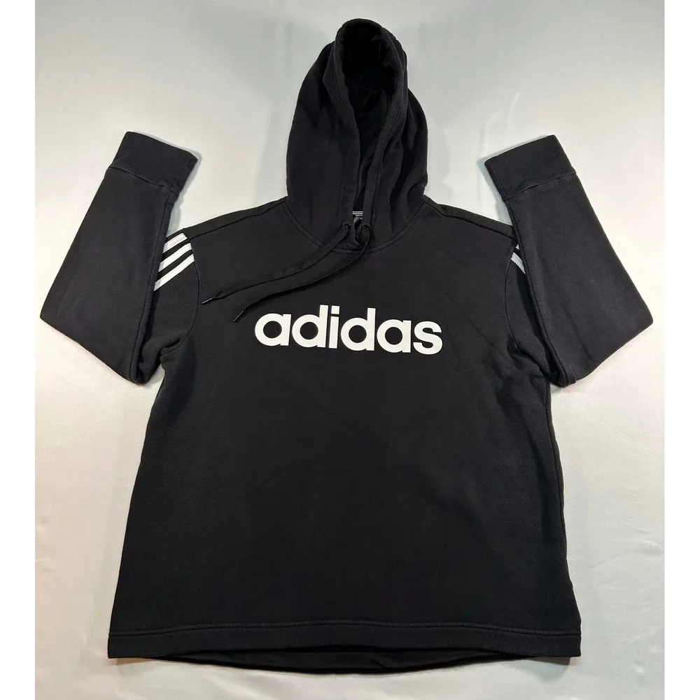 Adidas‎ Essentials Linear Pullover Hoodie Black White XL FL4889 Mens